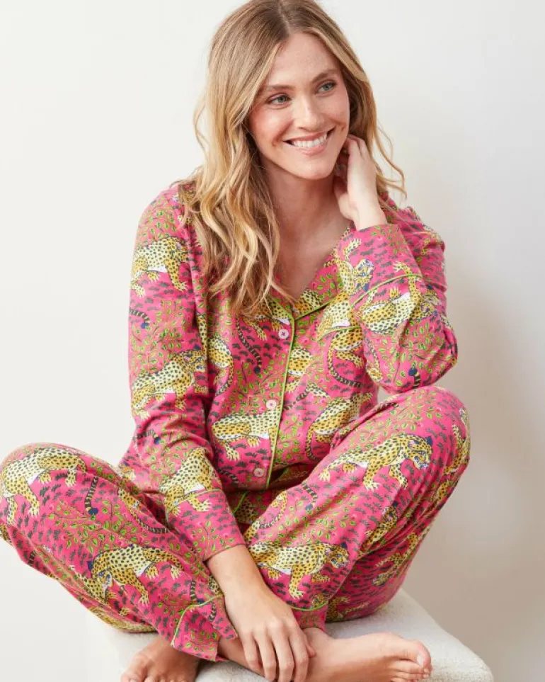 Pajama Sets<Printfresh Bagheera - Lightweight Flannel Long PJ Set - Hot Pink HotPink