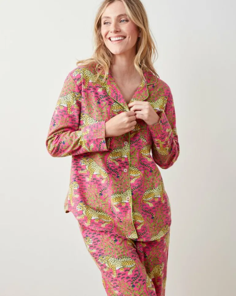 Pajama Sets<Printfresh Bagheera - Lightweight Flannel Long PJ Set - Hot Pink HotPink
