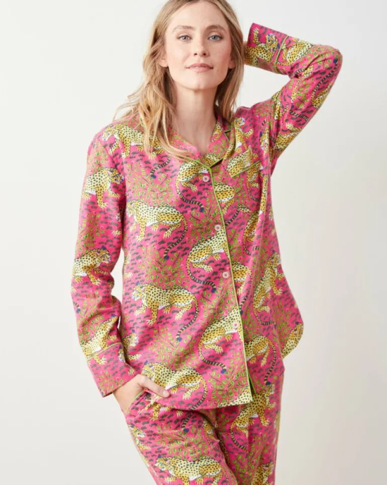 Pajama Sets<Printfresh Bagheera - Lightweight Flannel Long PJ Set - Hot Pink HotPink