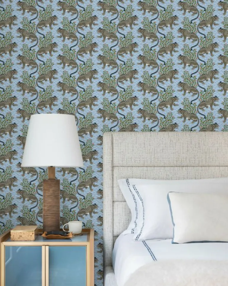 Wallpaper<Printfresh Bagheera - Peel u0026 Stick Wallpaper - Ice Blue