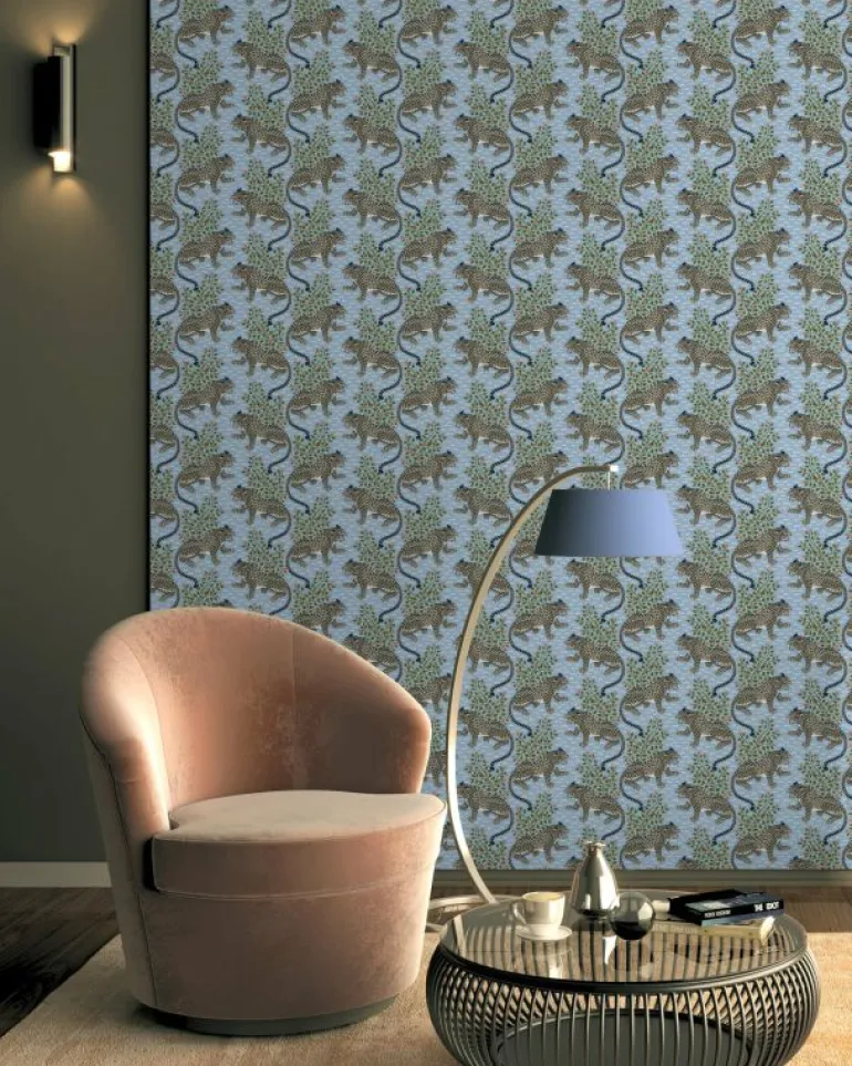 Wallpaper<Printfresh Bagheera - Peel u0026 Stick Wallpaper - Ice Blue