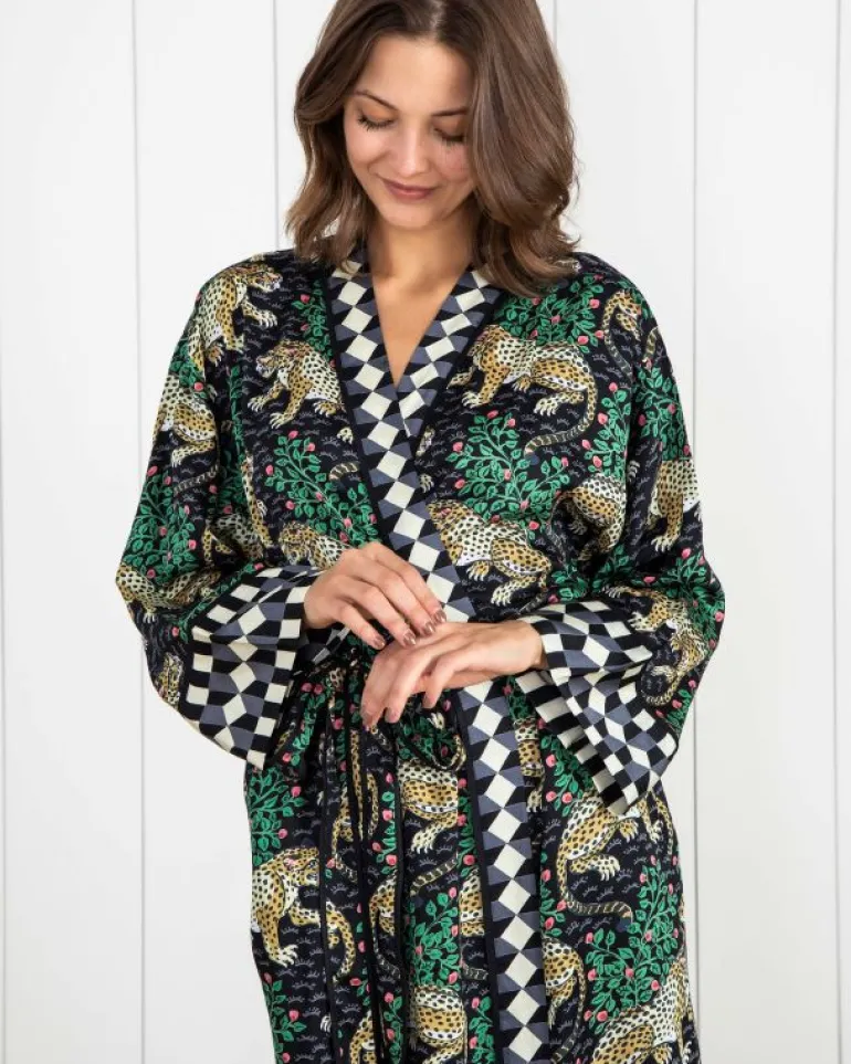 Bagheera | Luxe Satin<Printfresh Bagheera - Satin Robe - Ink