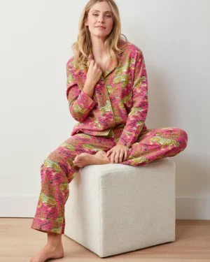 Tall | Pajama Sets<Printfresh Bagheera - Tall Lightweight Flannel Long PJ Set - Hot Pink HotPink