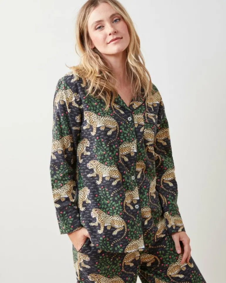 Tall | Pajama Sets<Printfresh Bagheera - Tall Lightweight Flannel Long PJ Set - Ink