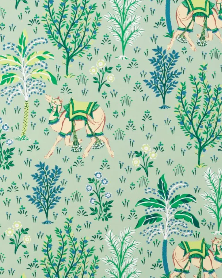Wallpaper<Printfresh Camel's Courtyard - Peel u0026 Stick Wallpaper - Avocado