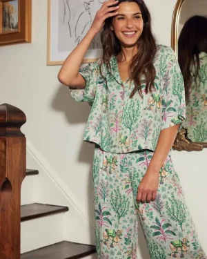 Petite | Luxe Satin<Printfresh Camel's Courtyard - Petite Satin Wildest Dreams Set - Avocado