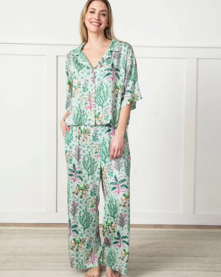 Petite | Luxe Satin<Printfresh Camel's Courtyard - Petite Satin Wildest Dreams Set - Avocado