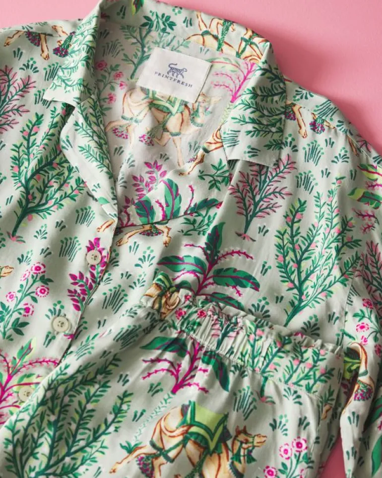 Petite | Luxe Satin<Printfresh Camel's Courtyard - Petite Satin Wildest Dreams Set - Avocado