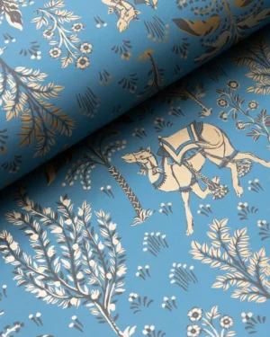 Wallpaper<Printfresh Camel's Courtyard - Wallpaper Double Roll - Gold Slate GoldSlate