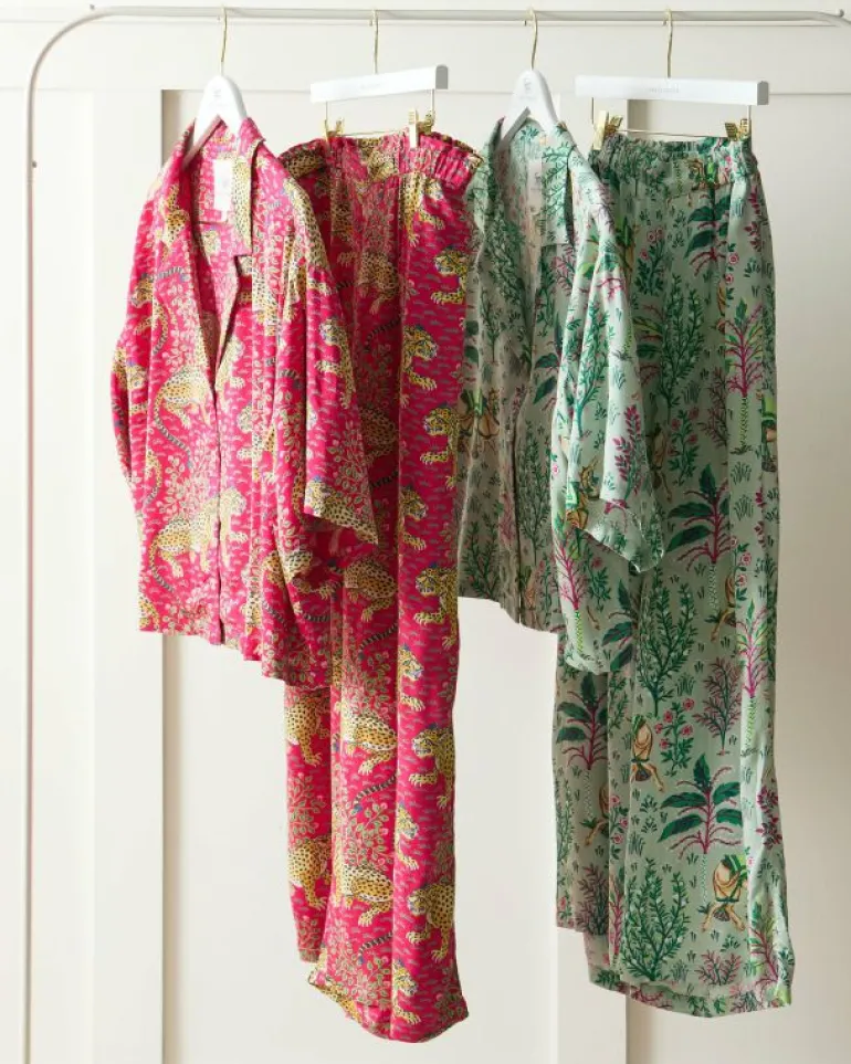 Bundles | Luxe Satin<Printfresh Camel's Courtyard u0026 Bagheera - Satin Wildest Dreams Set Bundle - Avocado/Hot Pink