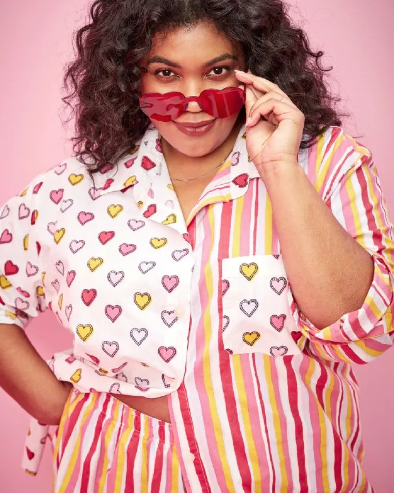 Blouses & Tops<Printfresh Candy Hearts Stripe - Everyday Button Down - Candy Cloud CandyCloud