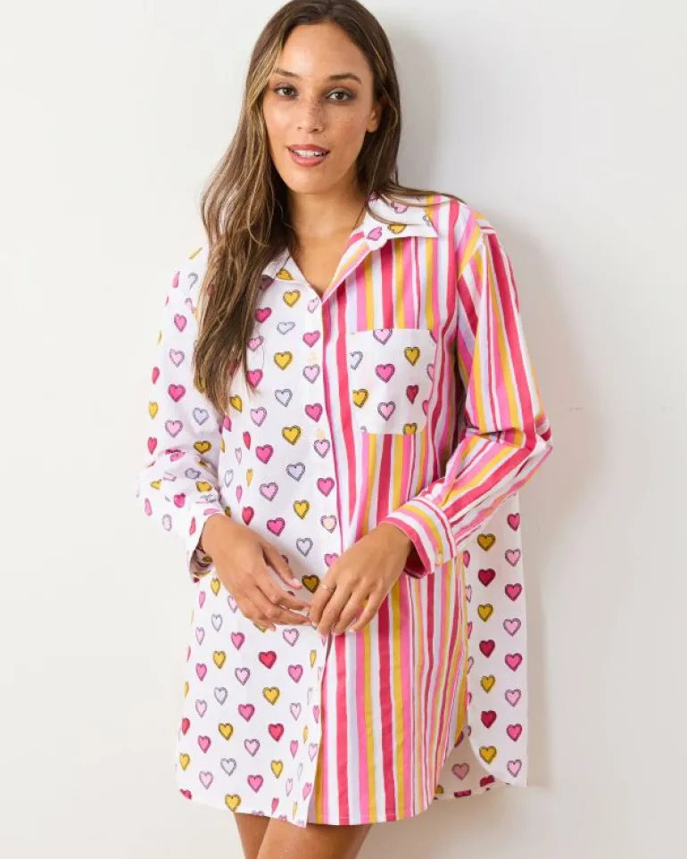Blouses & Tops<Printfresh Candy Hearts Stripe - Everyday Button Down - Candy Cloud CandyCloud