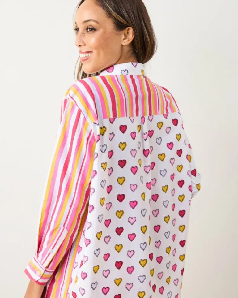 Blouses & Tops<Printfresh Candy Hearts Stripe - Everyday Button Down - Candy Cloud CandyCloud