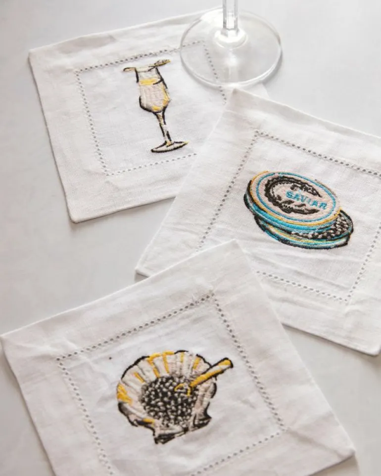 Tabletop<Printfresh Champagne u0026 Caviar - Cocktail Napkins Set Of 6 - Cloud