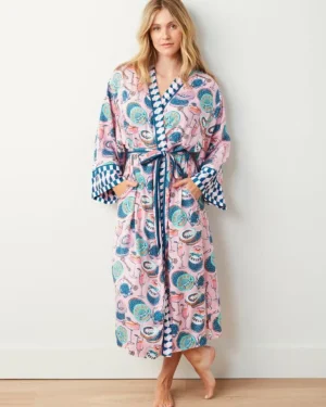 Champagne & Caviar | Luxe Satin<Printfresh Champagne u0026 Caviar - Satin Robe - Blush