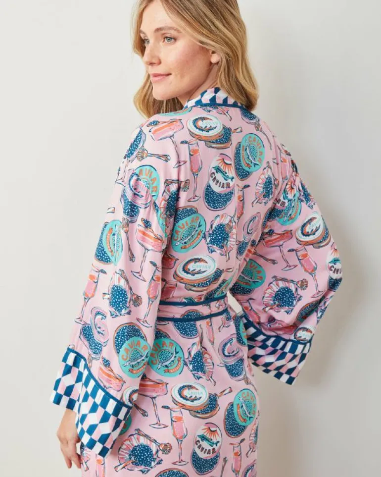 Champagne & Caviar | Luxe Satin<Printfresh Champagne u0026 Caviar - Satin Robe - Blush