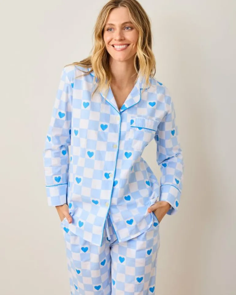 Pajama Sets<Printfresh Checkered Hearts - Long PJ Set - Blue Eyes BlueEyes