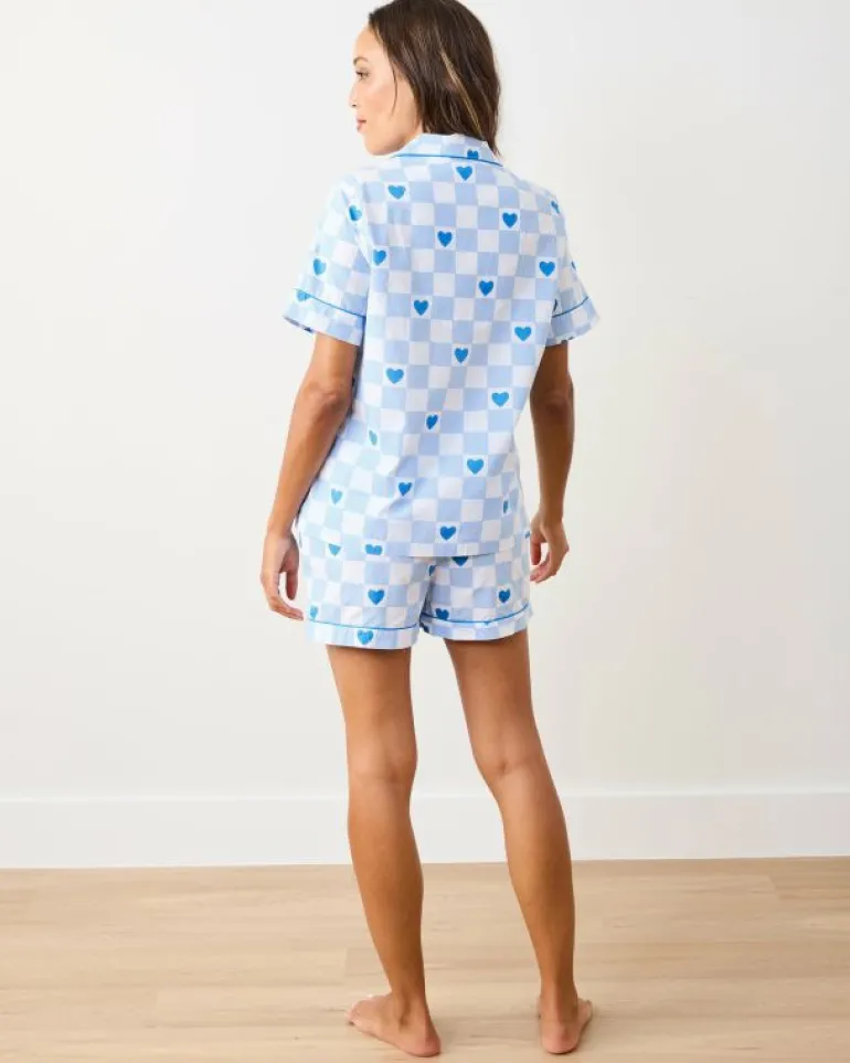 Pajama Sets<Printfresh Checkered Hearts - Short PJ Set - Blue Eyes BlueEyes