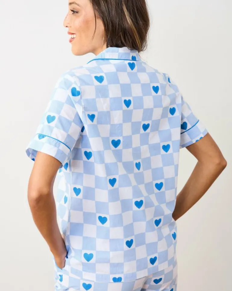 Pajama Sets<Printfresh Checkered Hearts - Short PJ Set - Blue Eyes BlueEyes