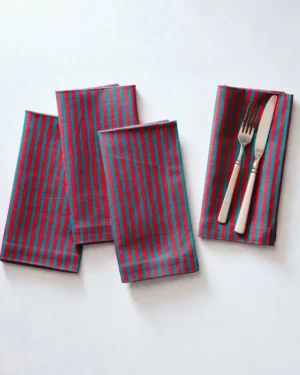 Tabletop<Printfresh Chunky Painted Stripe - Dinner Napkins Set Of 4  - Ruby u0026 Jade Ruby&Jade