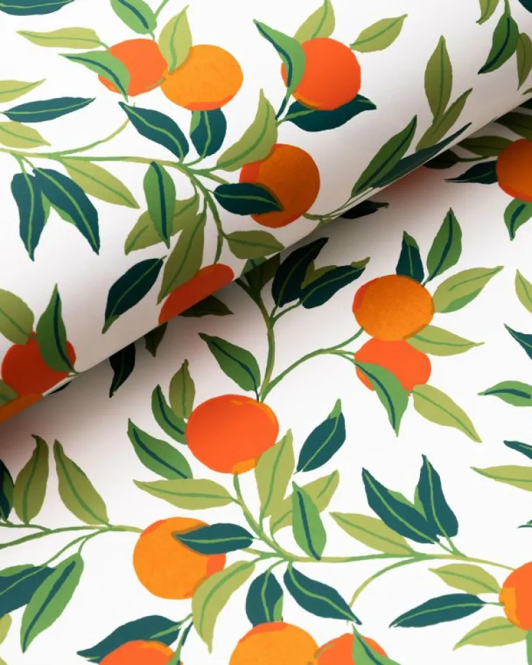 Wallpaper<Printfresh Clementine - Wallpaper Double Roll - Olive