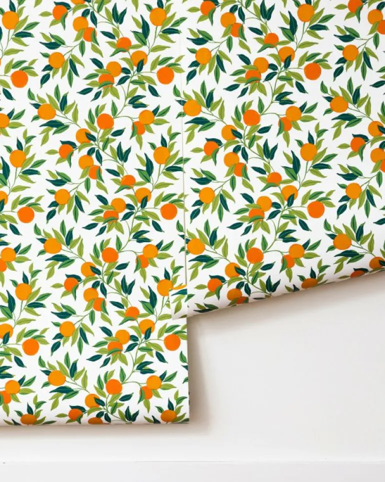 Wallpaper<Printfresh Clementine - Wallpaper Double Roll - Olive