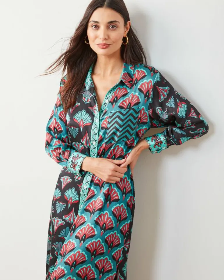 Dresses<Printfresh Cocktail Hour - Marianne Shirt Dress - Gatsby Green GatsbyGreen