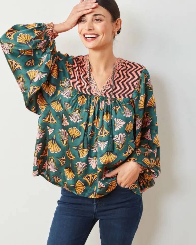 Blouses & Tops<Printfresh Cocktail Hour - Tides Turned Blouse - Gemstone