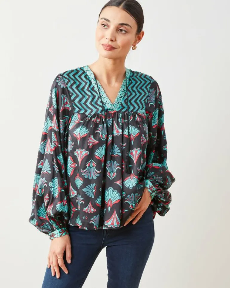 Blouses & Tops<Printfresh Cocktail Hour - Tides Turned Blouse - Gatsby Green GatsbyGreen