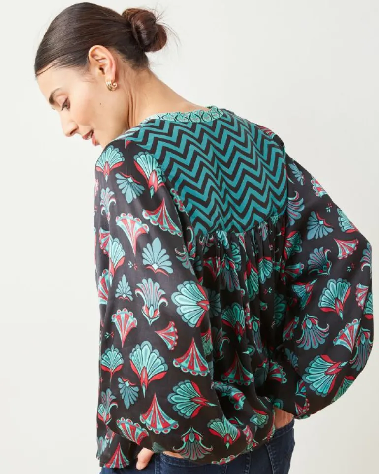 Blouses & Tops<Printfresh Cocktail Hour - Tides Turned Blouse - Gatsby Green GatsbyGreen