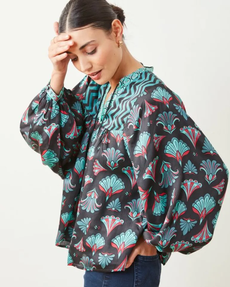 Blouses & Tops<Printfresh Cocktail Hour - Tides Turned Blouse - Gatsby Green GatsbyGreen