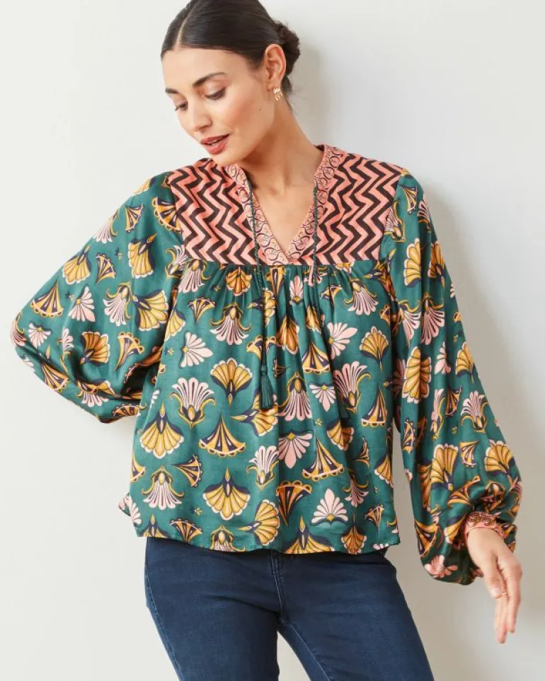 Blouses & Tops<Printfresh Cocktail Hour - Tides Turned Blouse - Gemstone