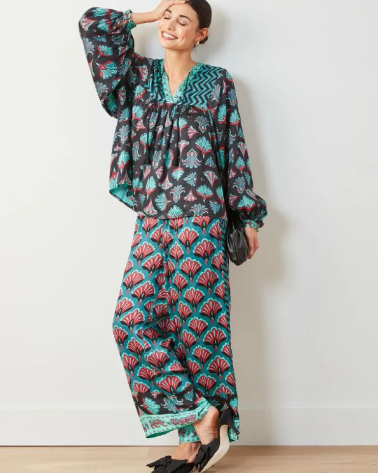 Blouses & Tops<Printfresh Cocktail Hour - Tides Turned Blouse - Gatsby Green GatsbyGreen