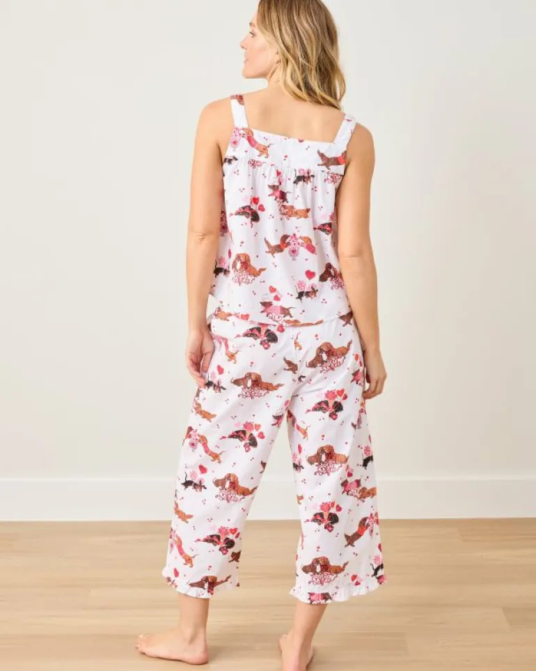 Pajama Sets<Printfresh Dachshund Date - Back To Bed Cropped Pant Set - Cloud