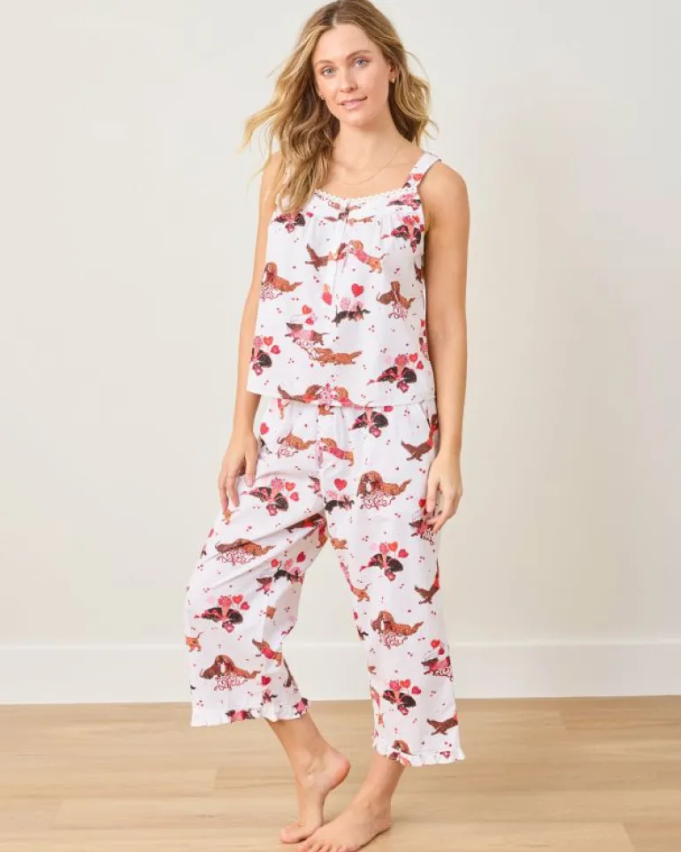 Pajama Sets<Printfresh Dachshund Date - Back To Bed Cropped Pant Set - Cloud