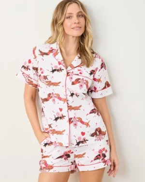 Pajama Sets<Printfresh Dachshund Date - Short PJ Set - Cloud