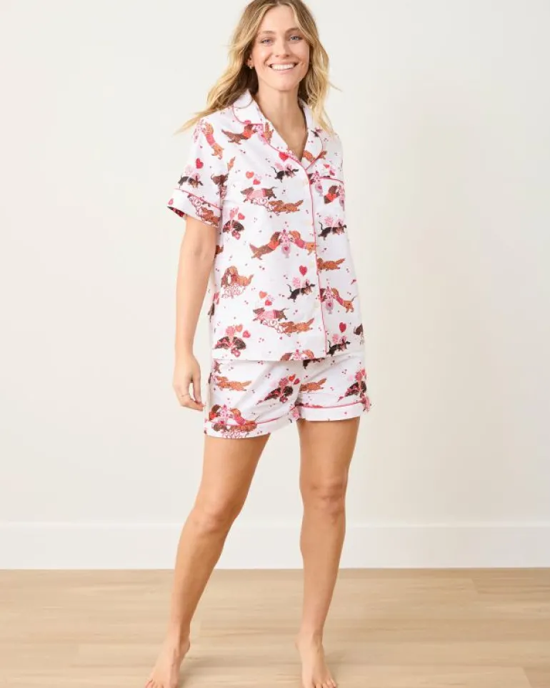 Pajama Sets<Printfresh Dachshund Date - Short PJ Set - Cloud
