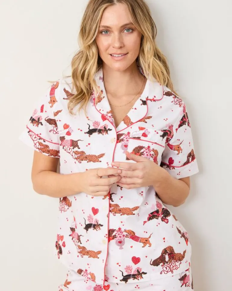 Pajama Sets<Printfresh Dachshund Date - Short PJ Set - Cloud
