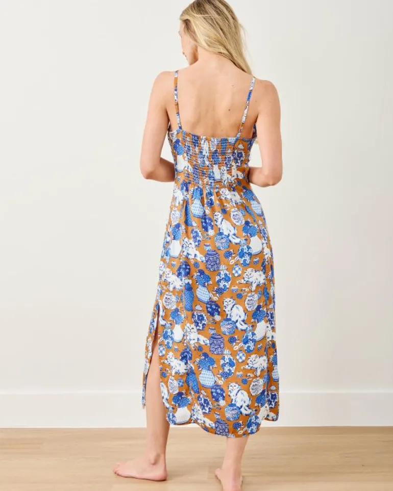 Luxe Satin | Nightgowns<Printfresh Fancy Cat - Satin Chic To Sleep Nightie - Tobacco