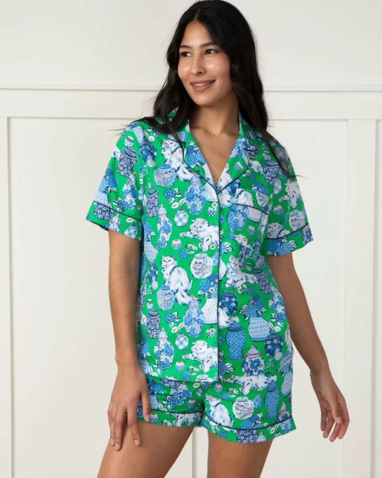 Pajama Sets<Printfresh Fancy Cat - Short PJ Set - Green Juice GreenJuice