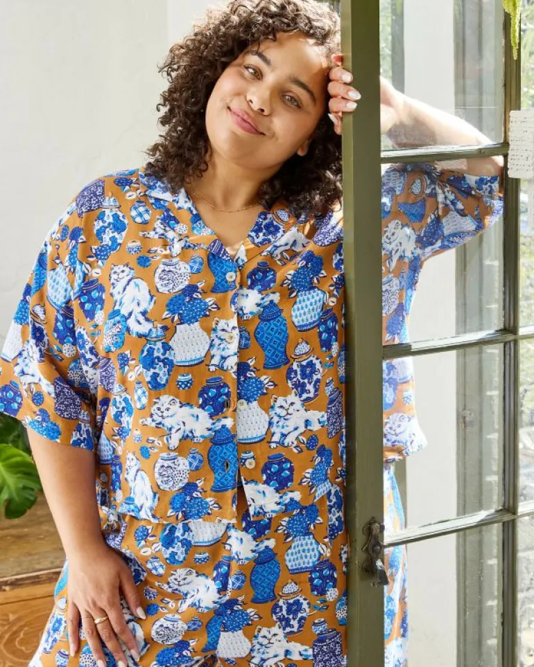 Luxe Satin | Tall<Printfresh Fancy Cat - Tall Satin Wildest Dreams Set - Tobacco