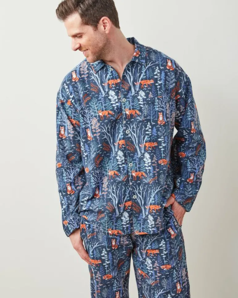 Pajama Sets<Printfresh Fox u0026 Folklore - Men's Lightweight Flannel Long PJ Set - Indigo