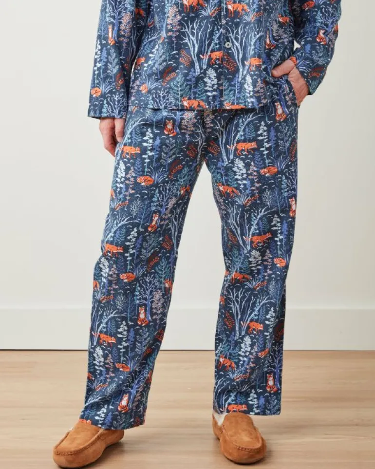 Pajama Sets<Printfresh Fox u0026 Folklore - Men's Lightweight Flannel Long PJ Set - Indigo