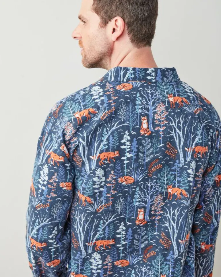 Pajama Sets<Printfresh Fox u0026 Folklore - Men's Lightweight Flannel Long PJ Set - Indigo