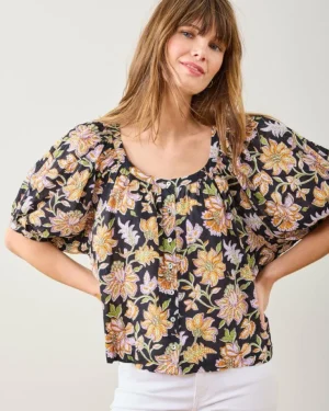 Blouses & Tops<Printfresh Gardenscape - Gilmore Blouse - Jet Black JetBlack
