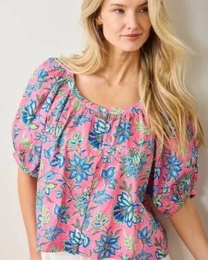 Blouses & Tops<Printfresh Gardenscape - Gilmore Blouse - Pink Palace PinkPalace