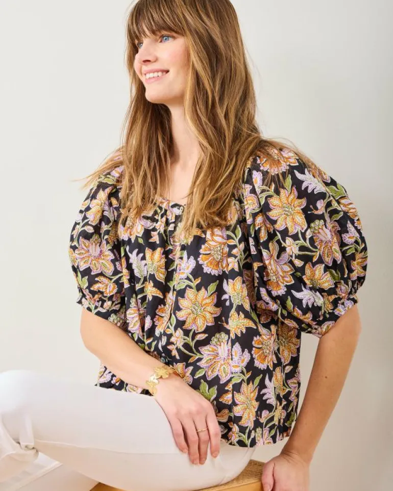 Blouses & Tops<Printfresh Gardenscape - Gilmore Blouse - Jet Black JetBlack