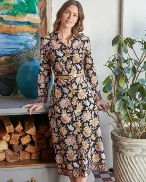 Dresses<Printfresh Gardenscape - Monaco Dress - Jet Black JetBlack