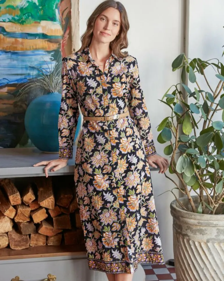 Dresses<Printfresh Gardenscape - Monaco Dress - Jet Black JetBlack