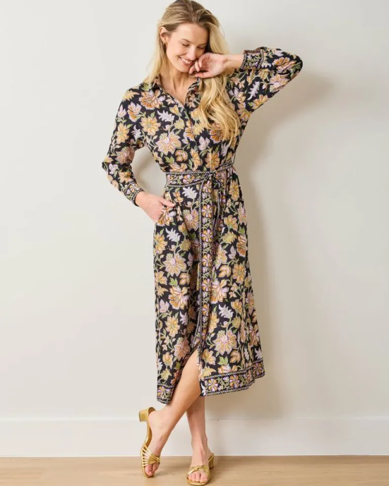 Dresses<Printfresh Gardenscape - Monaco Dress - Jet Black JetBlack